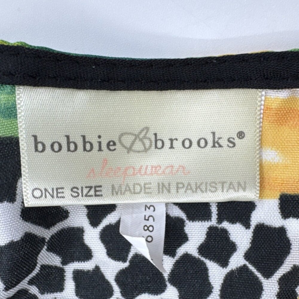 Bobbie Brooks Tropical Sleep Top Kimono Night Gown Women's One Size Silky Floral - Picture 2 of 10